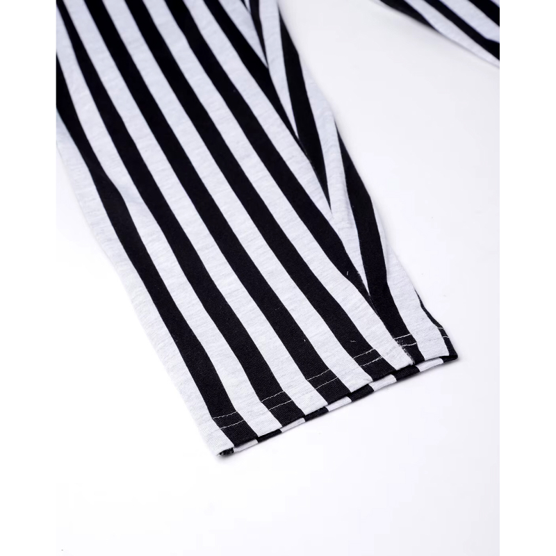 White And Black Lining Women’s Cozy Printed Cotton Pajama For Comfortable Nightwear