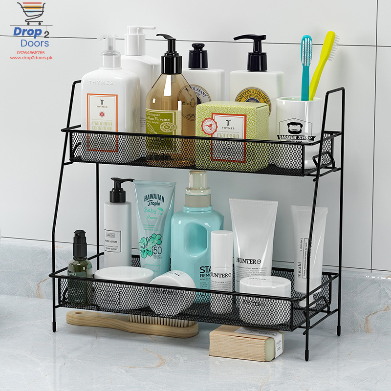 2 Layer Multi-Purpose Mini Portable Iron Organizer Shelf