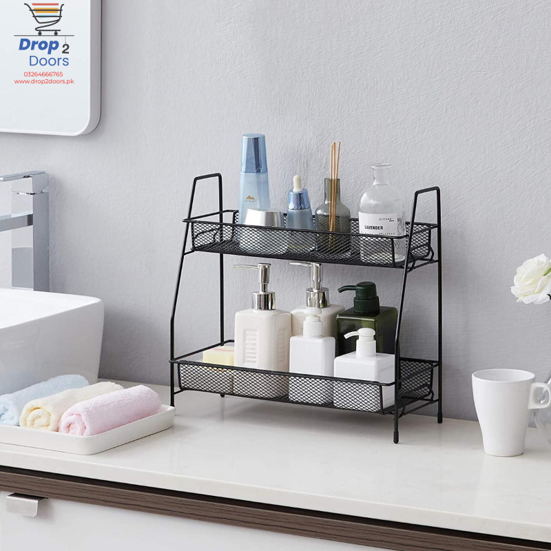 2 Layer Multi-Purpose Mini Portable Iron Organizer Shelf