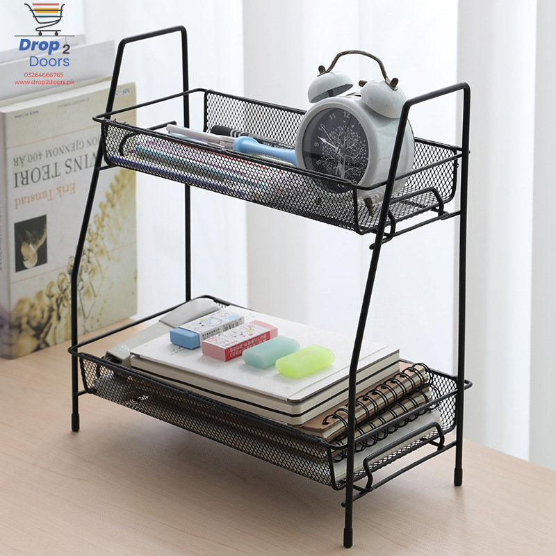 2 Layer Multi-Purpose Mini Portable Iron Organizer Shelf