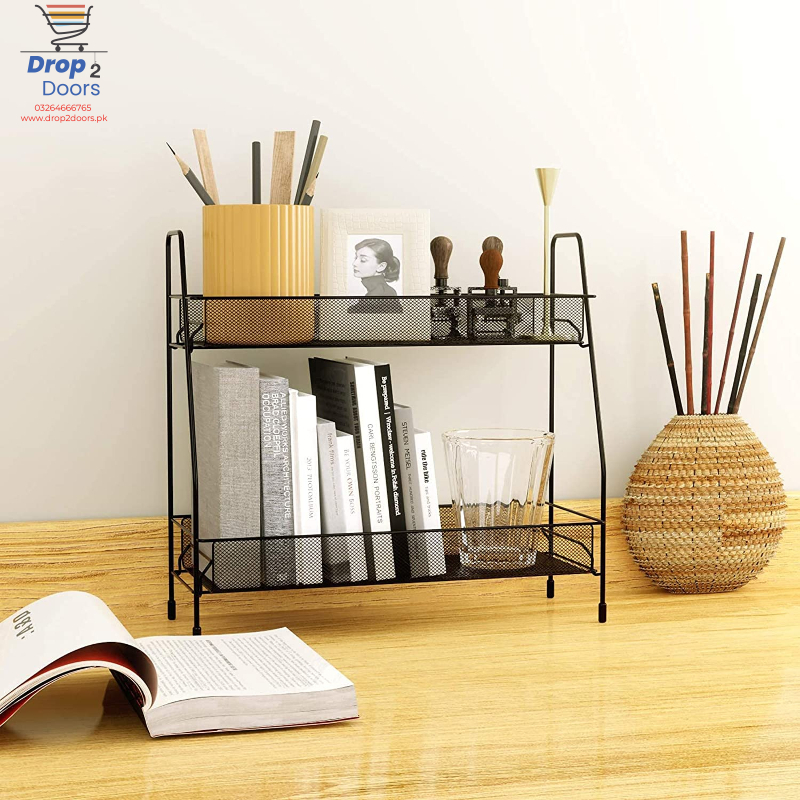 2 Layer Multi-Purpose Mini Portable Iron Organizer Shelf