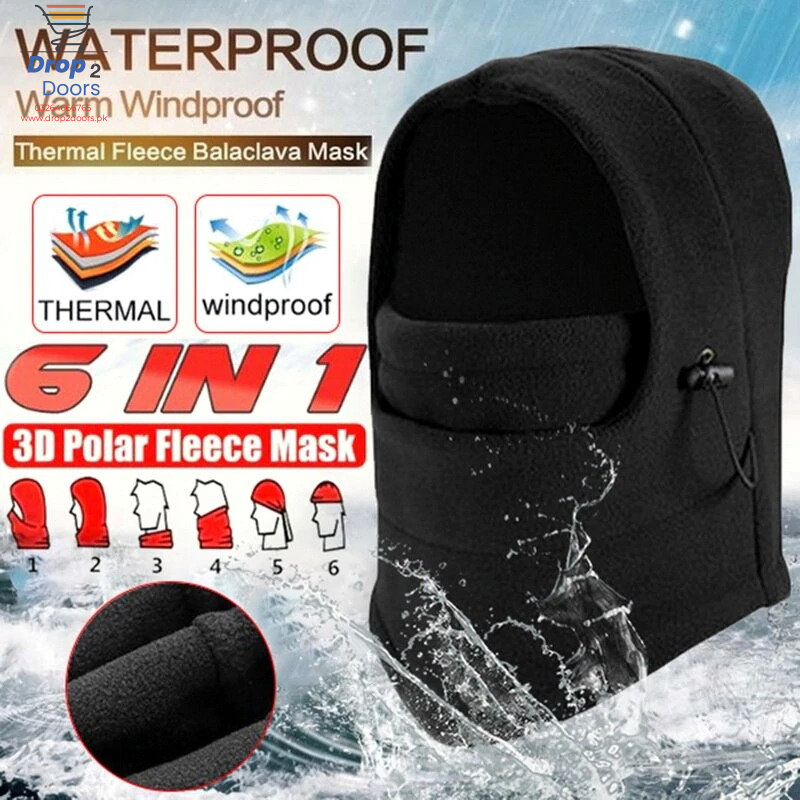 6 In 1 Unisex Winter Fleece Thermal Balaclava Ski Snood Hood Neck Warmer Hat