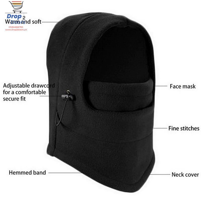 6 In 1 Unisex Winter Fleece Thermal Balaclava Ski Snood Hood Neck Warmer Hat