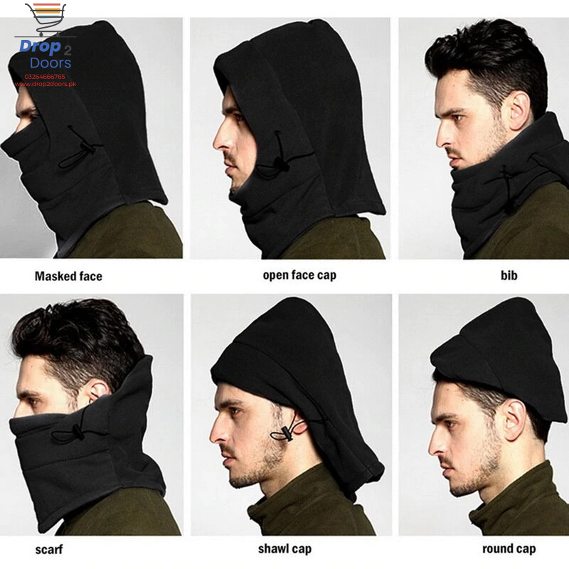 6 In 1 Unisex Winter Fleece Thermal Balaclava Ski Snood Hood Neck Warmer Hat