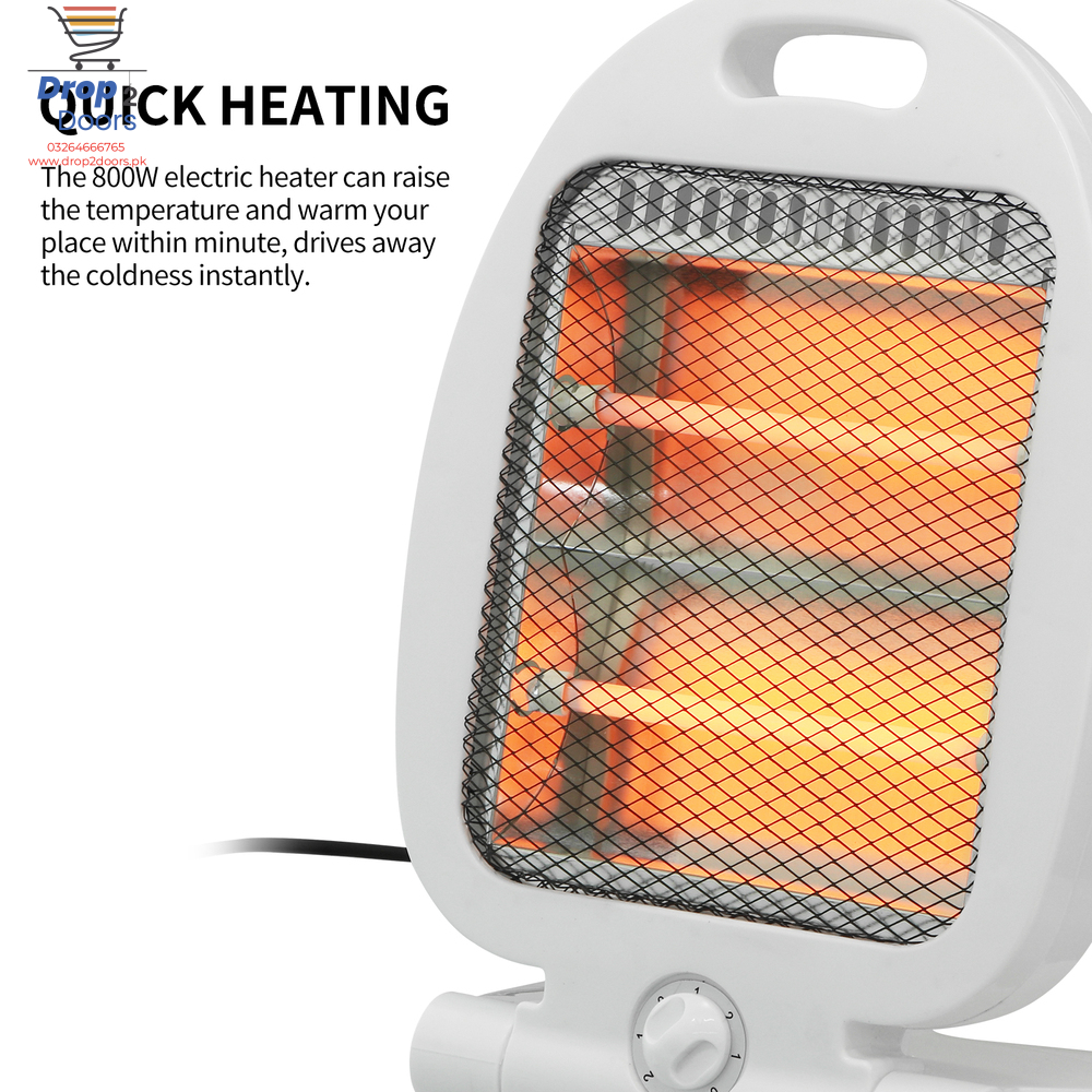 800W Instant Heating Portable Electric Quartz Heater With Auto Tip-Over Protection