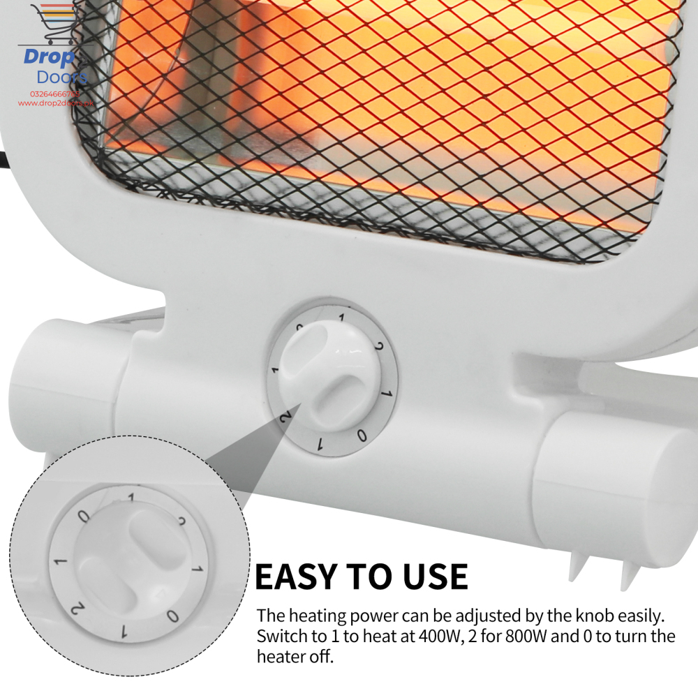800W Instant Heating Portable Electric Quartz Heater With Auto Tip-Over Protection