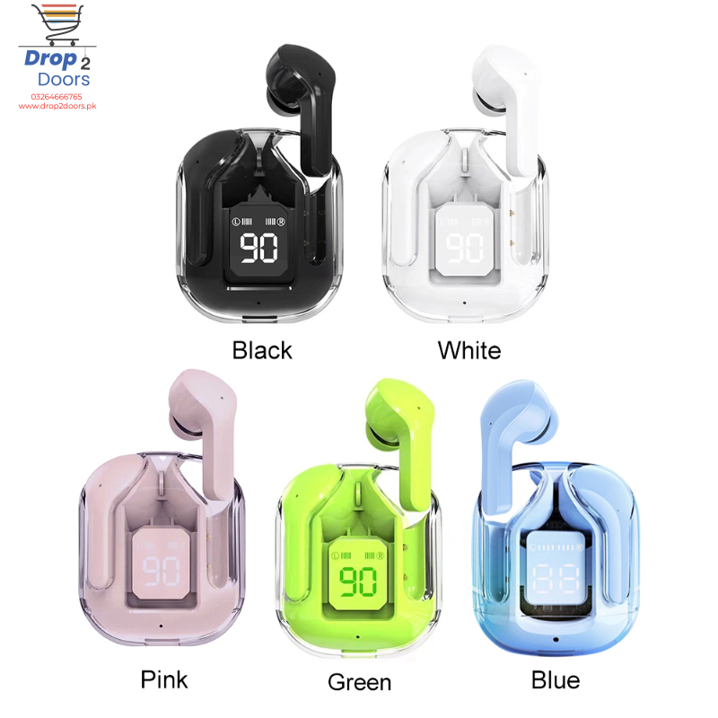 Bluetooth Compatible 5.3 LED Power Digital Display Stereo Sound Transparent Wireless Earbuds