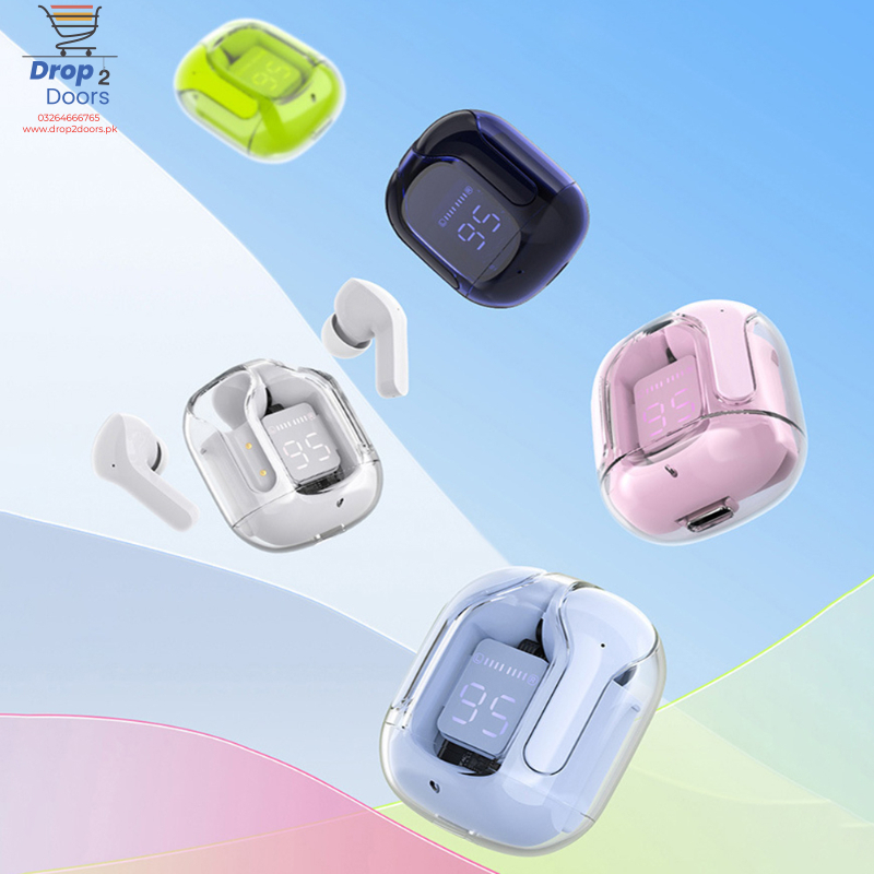 Bluetooth Compatible 5.3 LED Power Digital Display Stereo Sound Transparent Wireless Earbuds