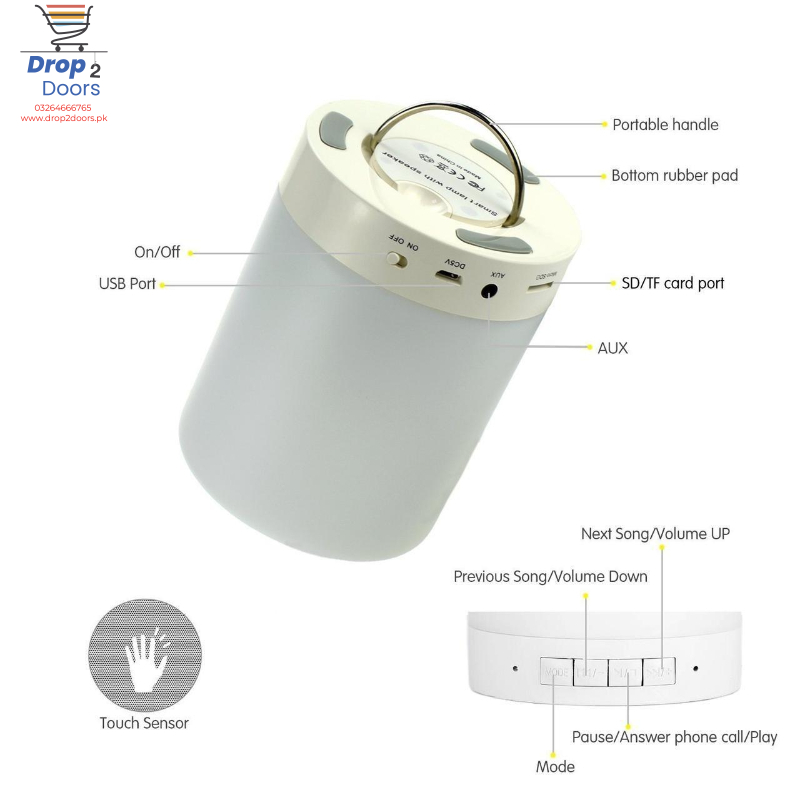 CL-671 Portable Touch Lamp With Bluetooth High Stereo Wireless Speaker And Hands-Free Calling Function