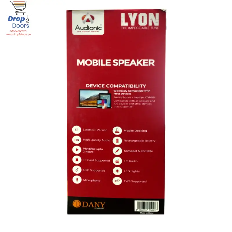LYON Portable Mobile Speaker with Exceptional Sound and Flashing LED