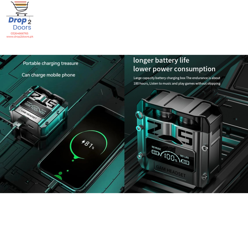 M25 Wireless 5.3 Gaming Earbuds With Built-In Dual Modes Gaming And Music