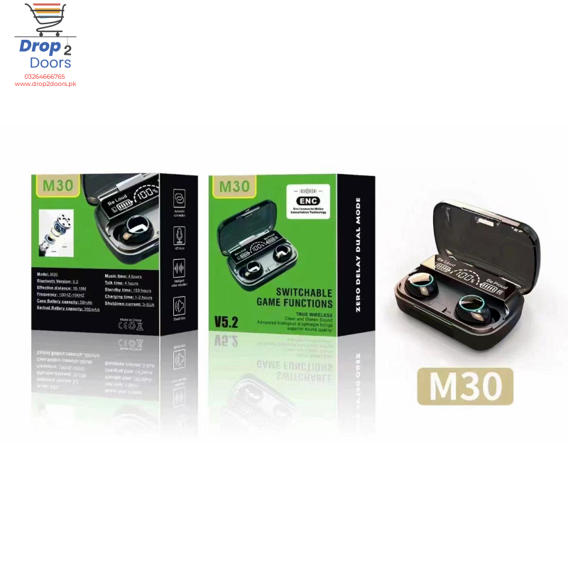 M30 TWS Bluetooth 5.2 Smart Touch Control Wireless Earbuds