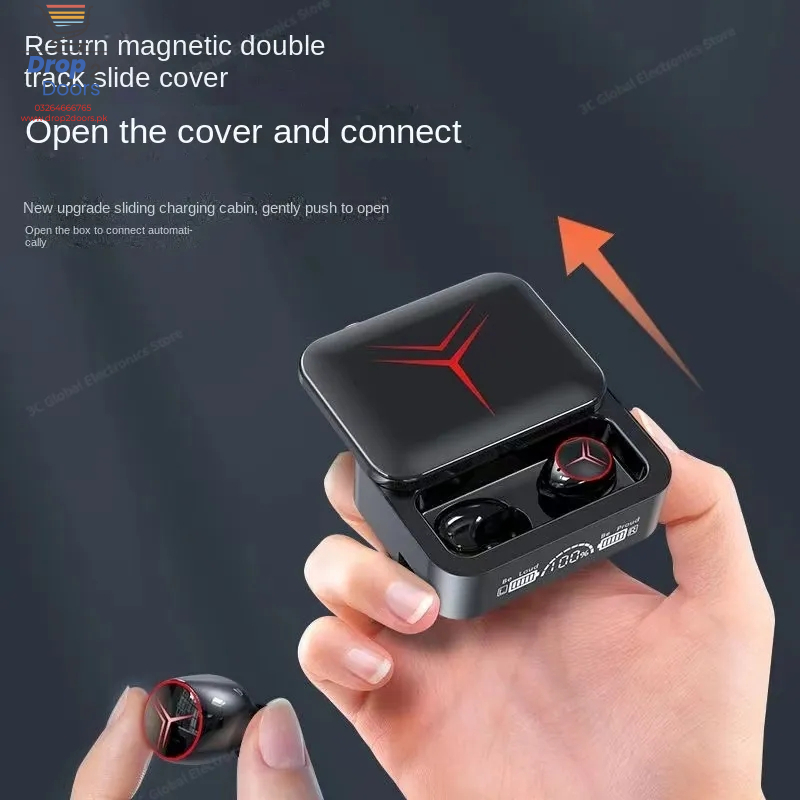 M88 V5.3 Dual Mode Zero Delay LED Display Wireless Earbuds With Power Bank Option