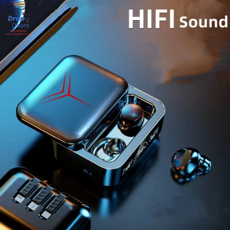 M88 V5.3 Dual Mode Zero Delay LED Display Wireless Earbuds With Power Bank Option