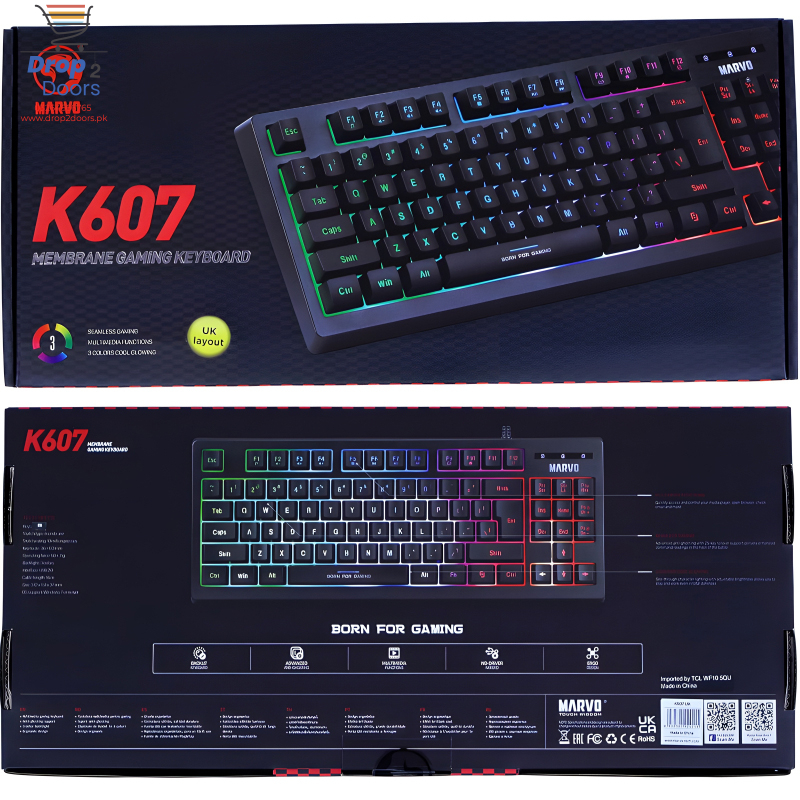 Marvo Scorpion K607 Membrane Gaming Keyboard With 3 RGB Lighting Effects