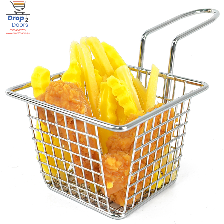 Mini Square Multi-Purpose Stainless Steel French Fries Serving Basket