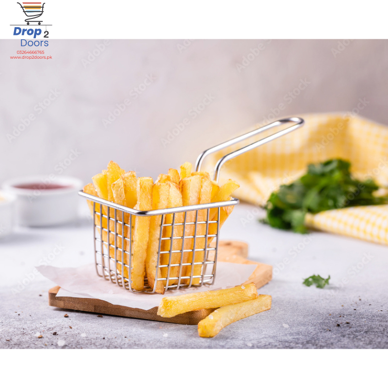 Mini Square Multi-Purpose Stainless Steel French Fries Serving Basket
