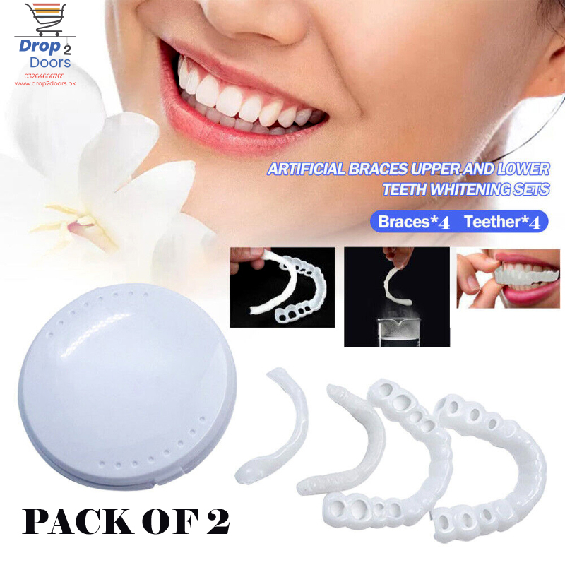 Pack Of 2 Pairs Snap-On Smile Custom Fit Perfect Smile Veneers In 3 Easy Steps