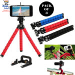 Pack Of 3 Portable Flexible Sponge Adjustable Octopus Tripod Phone Stands