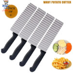Pack Of 4 French Fries Cutter Stainless Steel Waving Knives