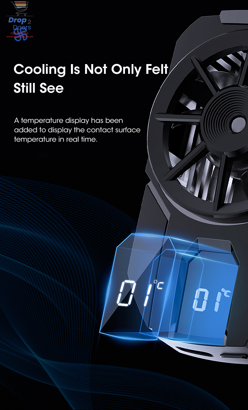 Portable DLA3 Mobile Phone Radiator Cooling Fan Case Phone Cooler With Digital Display