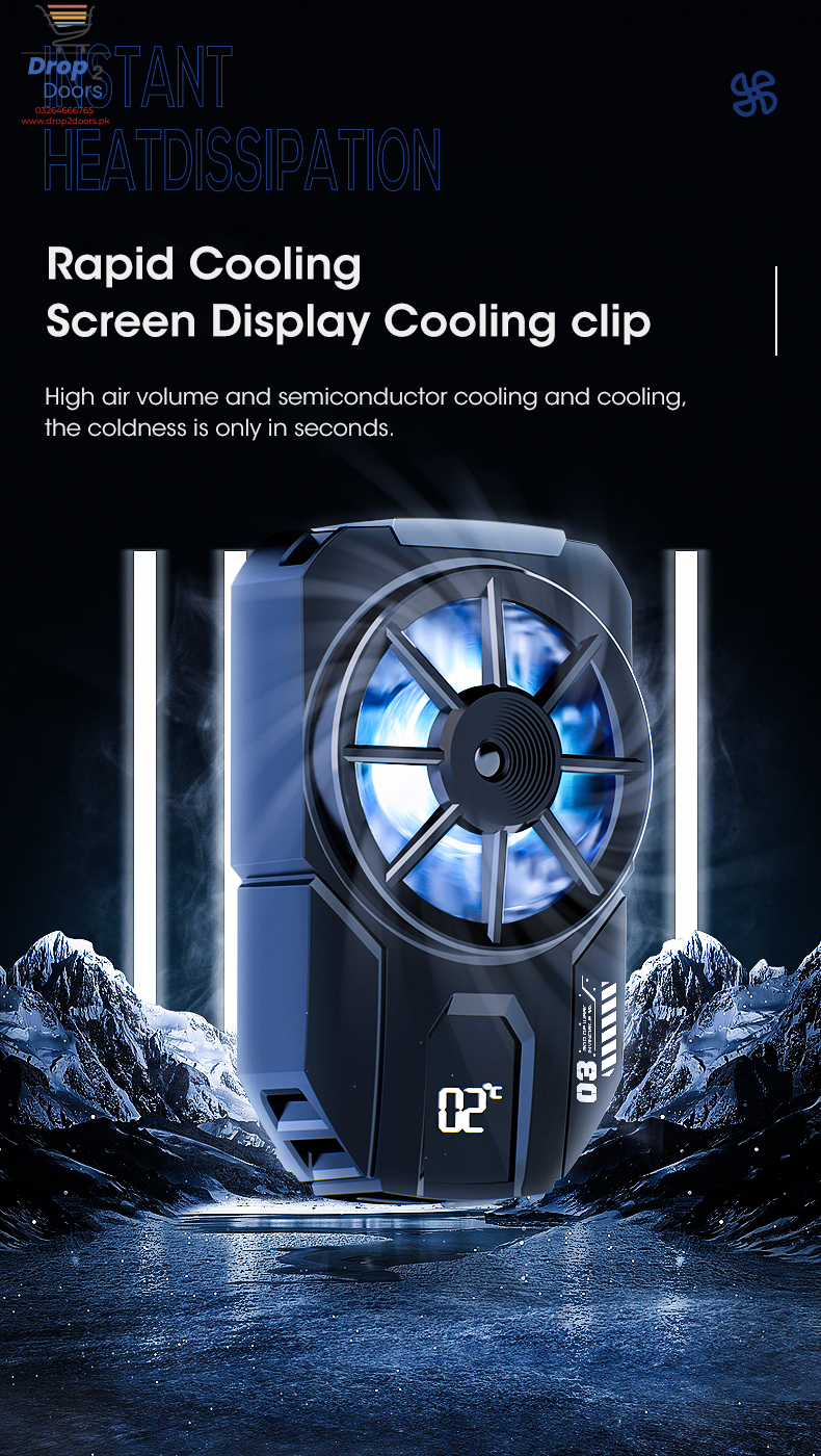 Portable DLA3 Mobile Phone Radiator Cooling Fan Case Phone Cooler With Digital Display