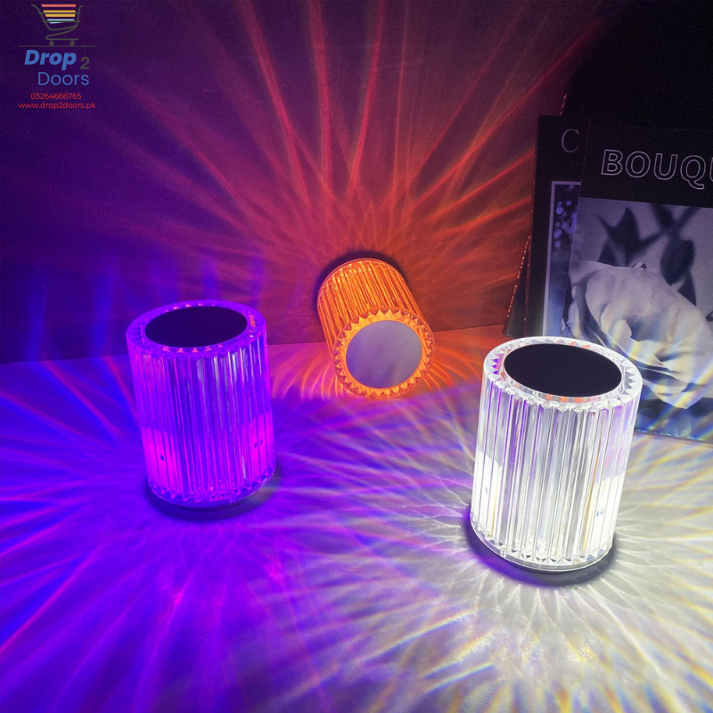 Portable USB Rechargeable RGB Lighting Crystal Touch Control Table Lamp