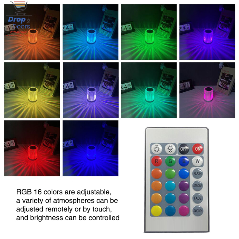 Portable USB Rechargeable RGB Lighting Crystal Touch Control Table Lamp