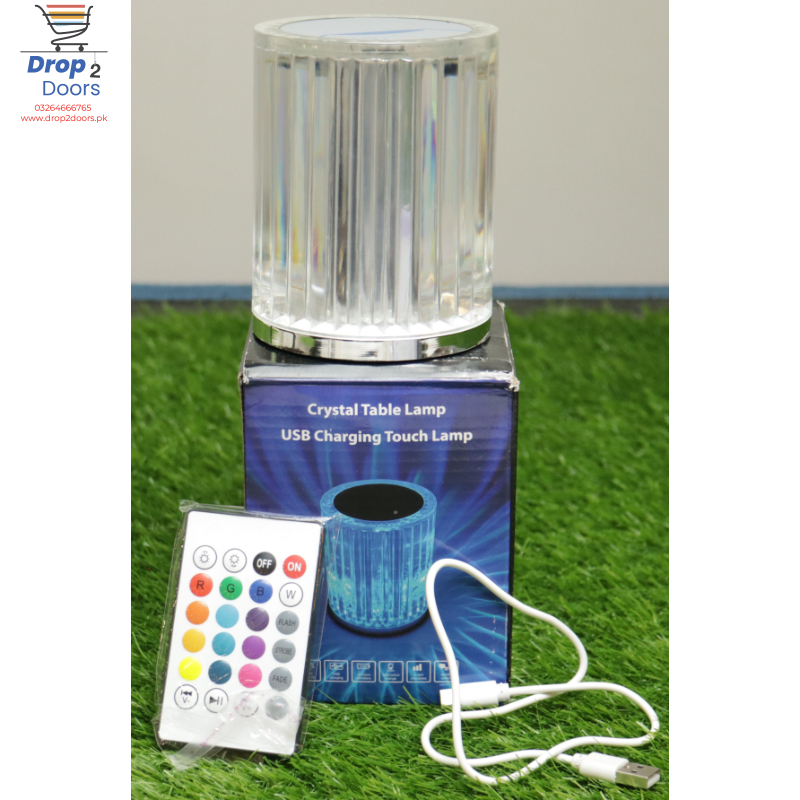 Portable USB Rechargeable RGB Lighting Crystal Touch Control Table Lamp