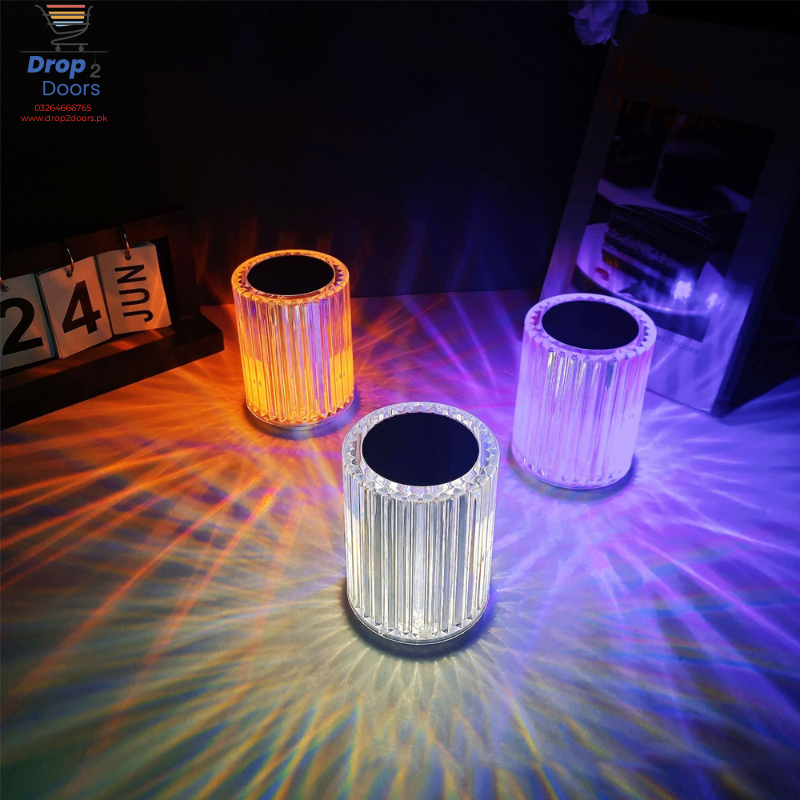 Portable USB Rechargeable RGB Lighting Crystal Touch Control Table Lamp