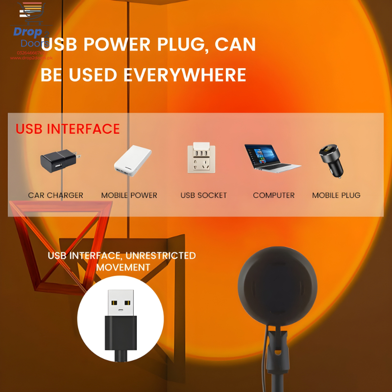 High-Efficiency USB Sunset Projector Lamp With 16-Color LED And Remote Control