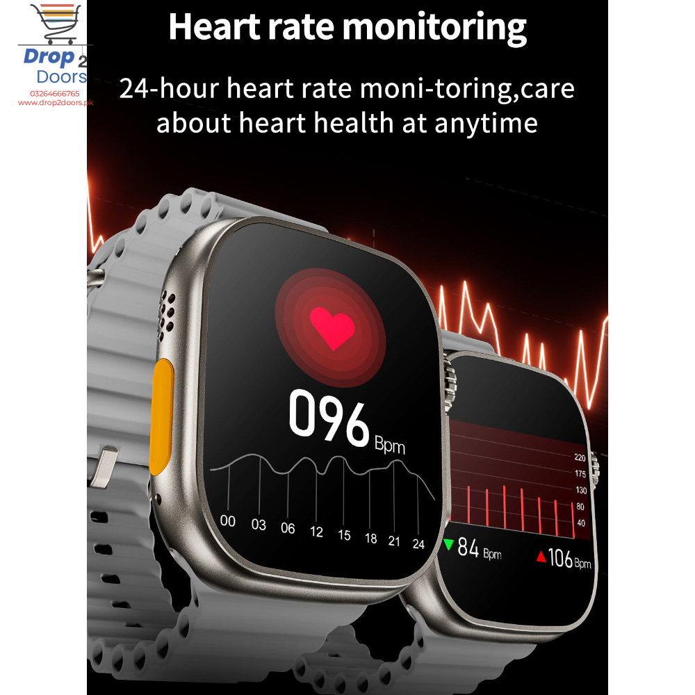 Smart Watch S9 Ultra Bluetooth Call Heart Rate Fitness Tracker With 3 Straps