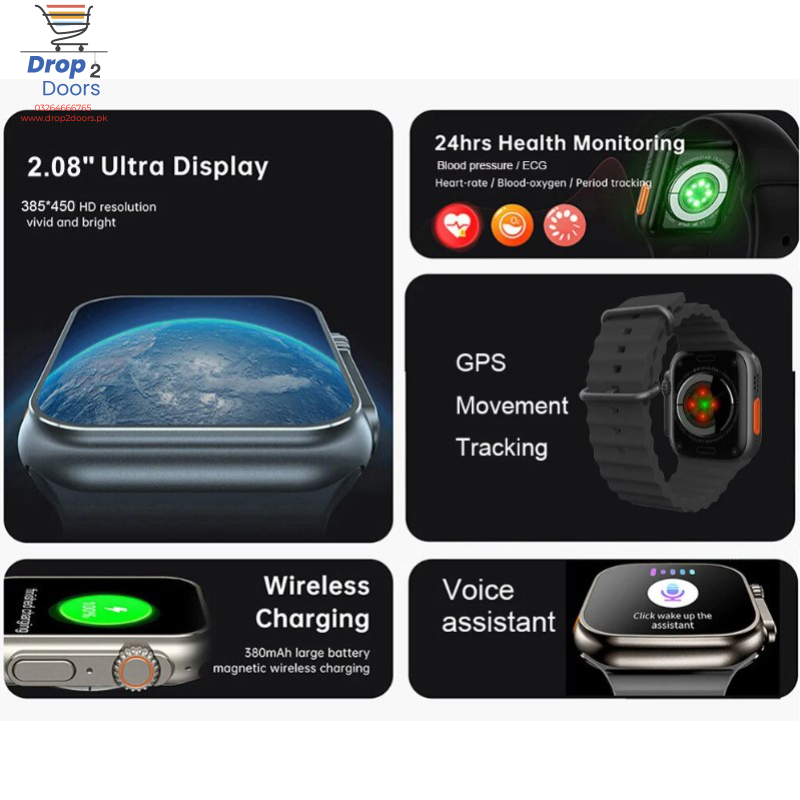 X8 Ultra 2.08-Inch NFC Always-On Display Smart Watch With Bluetooth Calling