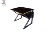 Modern Executive Study & Office Desk – Glossy Black & Gold